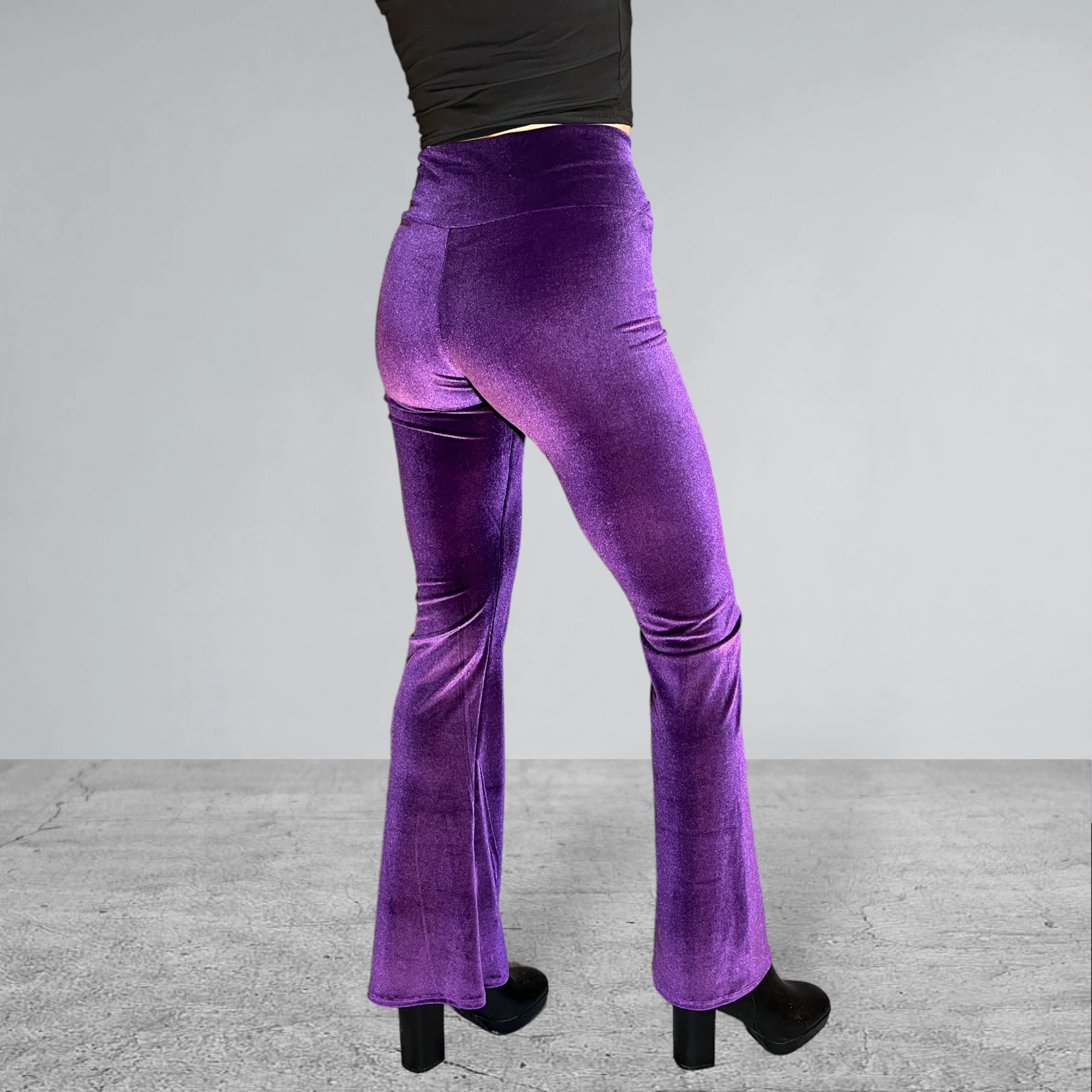 Crossover V-Waist Bootcut Flare Pants - Purple Velvet– Peridot