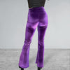 Crossover V-Waist Bootcut Flare Pants - Purple Velvet - Peridot Clothing
