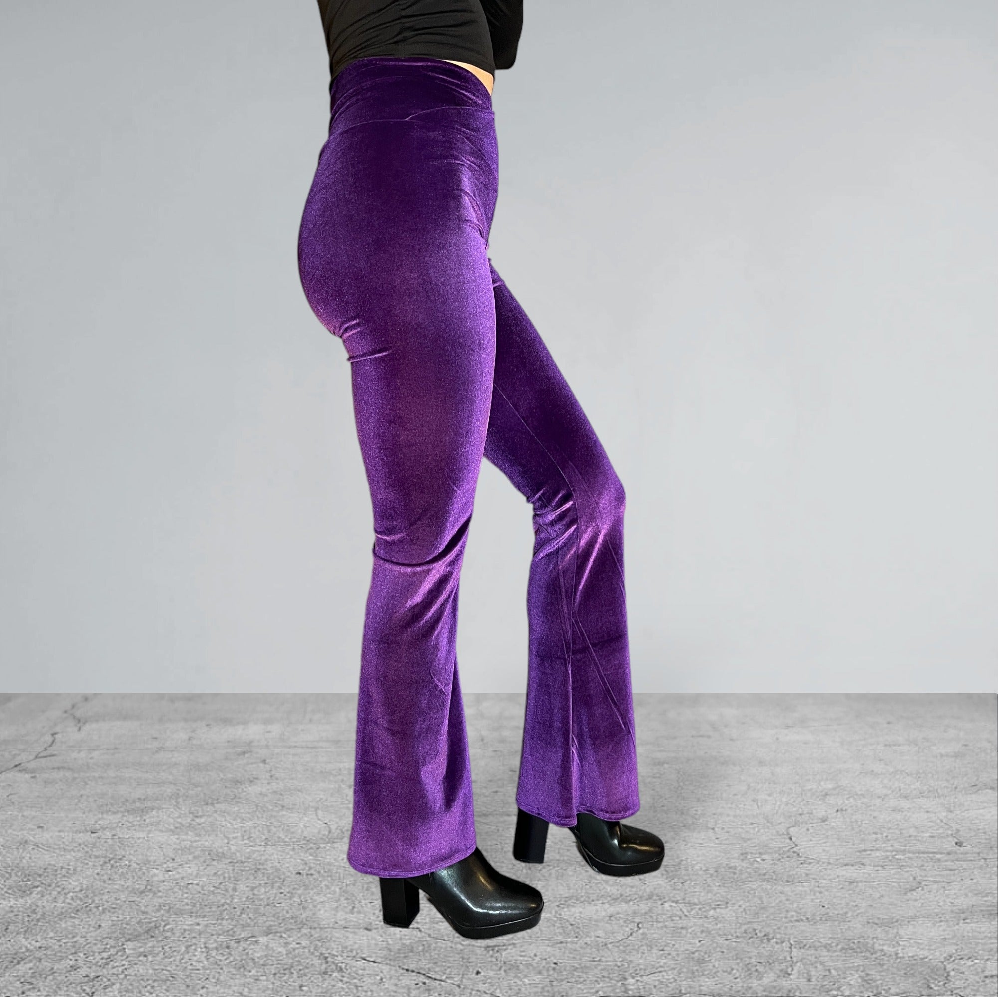Crossover V-Waist Bootcut Flare Pants - Purple Velvet– Peridot Clothing