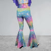 Rainbow Bell Bottoms | Pastel Avatar Ombre Flare Pants High-Waisted - Rave, Festival, EDM, Disco