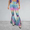 Rainbow Bell Bottoms | Pastel Avatar Ombre Flare Pants High-Waisted - Rave, Festival, EDM, Disco