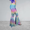 Rainbow Bell Bottoms | Pastel Avatar Ombre Flare Pants High-Waisted - Rave, Festival, EDM, Disco