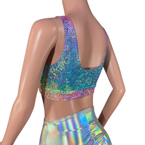 Rainbow Bralette | Holographic Rave Top in Rainbow Avatar