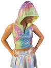 Hooded Crop Wrap Top - Rainbow Avatar - Choose Sleeve Length