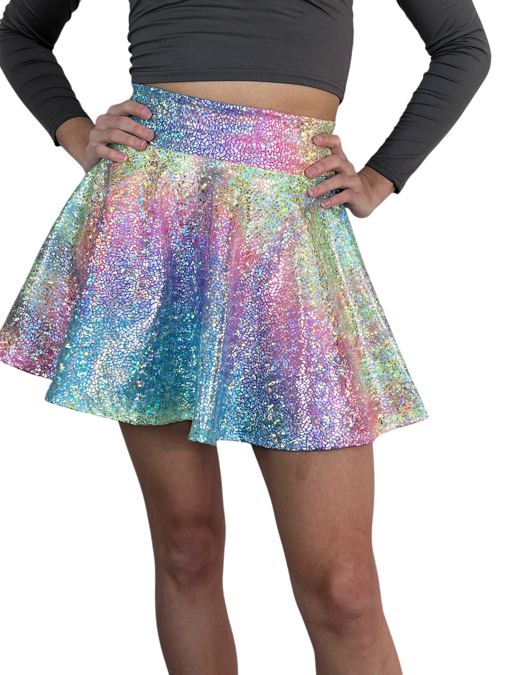 Skater Skirt - Rainbow Avatar Holographic - Peridot Clothing