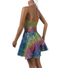 Halter Skater fit n flare X-String Dress in Rainbow Avatar Ombre