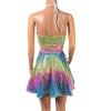 Halter Skater fit n flare X-String Dress in Rainbow Avatar Ombre