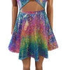 Halter Skater fit n flare X-String Dress in Rainbow Avatar Ombre