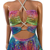 Halter Skater fit n flare X-String Dress in Rainbow Avatar Ombre