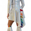 Rainbow Dragon Costume – Holographic Silver with Rainbow Spikes 3-Piece Set