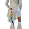 Rainbow Dragon Costume – Holographic Silver with Rainbow Spikes 3-Piece Set