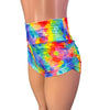 SALE - High Waisted Ruched Booty Shorts - Rainbow Geo - Peridot Clothing