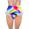 Ruffle Hot Pants High-Waisted Cheeky Bikini in Poly Orb Spandex