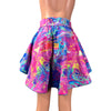 Hi-Lo Flip Skirt in Rainbow Vapor and Silver Shattered Glass