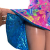 Hi-Lo Flip Skirt in Rainbow Vapor and Silver Shattered Glass