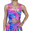 Crop Wrap Top - Rainbow Vapor - Choose Sleeve Length