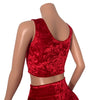 Lace-Up Crop Top - Red Crushed Velvet - Peridot Clothing