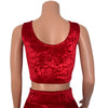 Lace-Up Crop Top - Red Crushed Velvet - Peridot Clothing