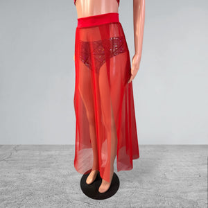 Mesh Maxi Duster Skirt Skirt - Long Double Side Slit Skirt - Sheer Festival Skirt - Many Colors