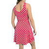 Red & White Polka Dot A-line Mini Dress w/Pockets - Peridot Clothing