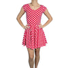 Red & White Polka Dot Cap Sleeve Skater Dress | Minnie Spandex Dress - Peridot Clothing