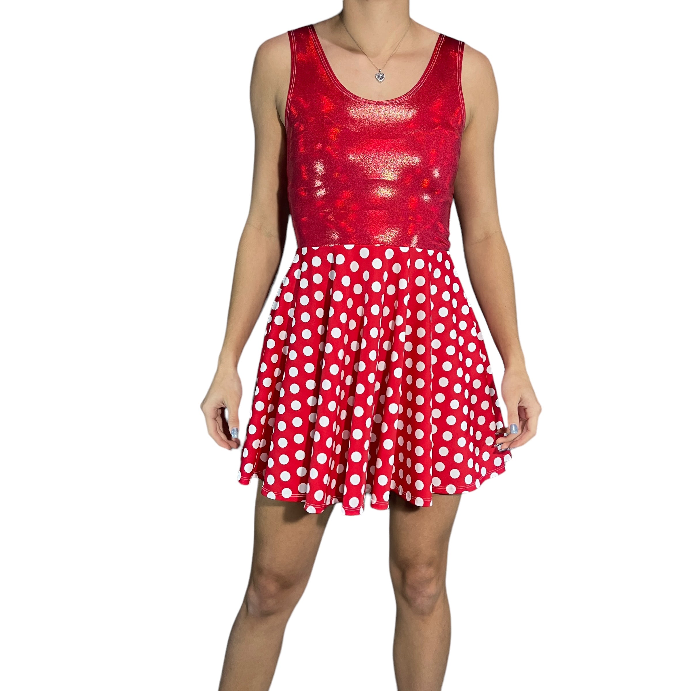 red and white spotty dress The Claudia