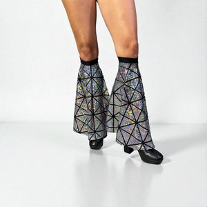 Leg Boot Covers Bells in Glass Pane Shattered Glass in Silver or Gold - Peridot Clothing