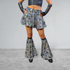 Leg Boot Covers Bells in Glass Pane Shattered Glass in Silver or Gold - Peridot Clothing