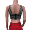 Wide Strap Square Neckline Crop Top - Silver Glass Pane Holographic - Peridot Clothing