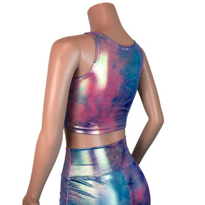 Ruched Crop Tank in Silver Metallic for New Orleans Pussyfooters