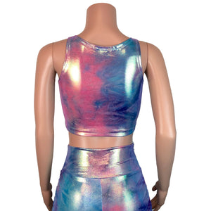 Ruched Crop Tank in Silver Metallic for New Orleans Pussyfooters