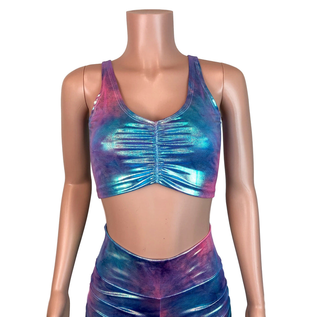 Ruched Crop Tank in Silver Metallic for New Orleans Pussyfooters
