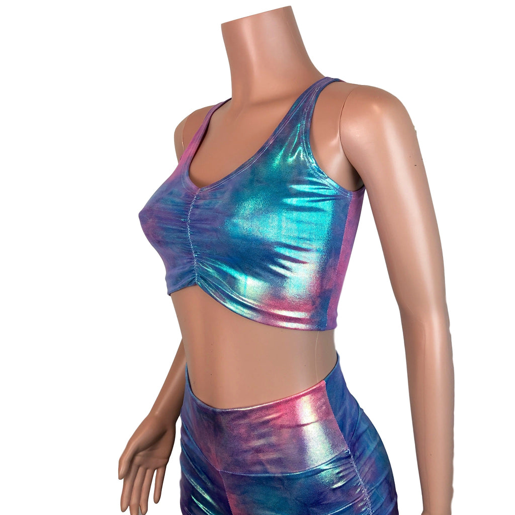Ruched Crop Tank in Silver Metallic for New Orleans Pussyfooters