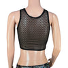 Sheer Top Mesh Censor Crop Tank - Black Vixen Mesh w/ Black Matte Metallic