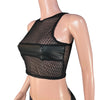 Sheer Top Mesh Censor Crop Tank - Black Vixen Mesh w/ Black Matte Metallic