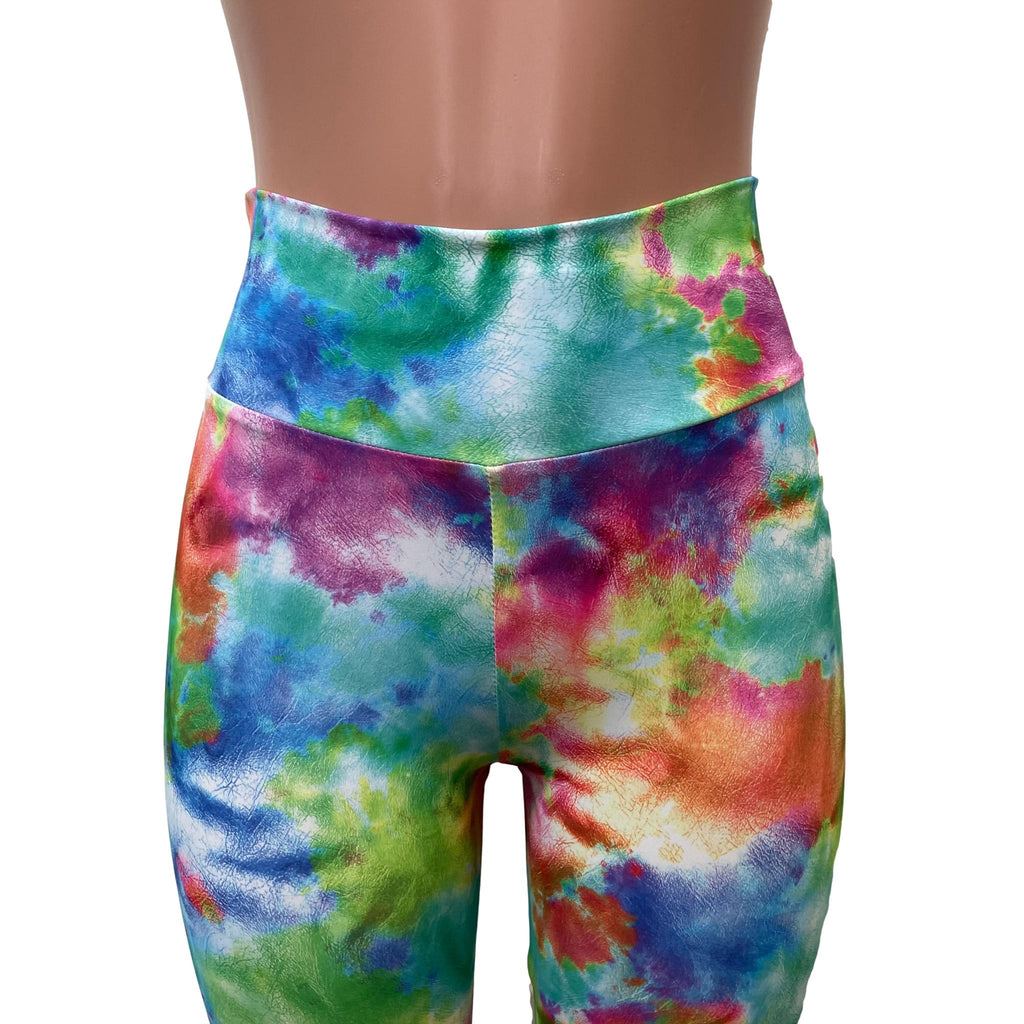 SALE - SMALL High Waist Bell Bottoms - Watercolor Rainbow