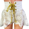 Mesh Lace-Up Skirt - White Daisy