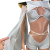 Bowie Sleeve Bolero Top - White & Gold Metallic with Mesh