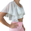 Flutter Sleeve Top Iridescent Mermaid Scale | Mesh Sleeve Ruffle Shirt - Peridot Clothing
