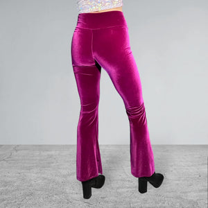 Copy of Crossover V-Waist Bootcut Flare Pants - Wine Velvet - Peridot Clothing