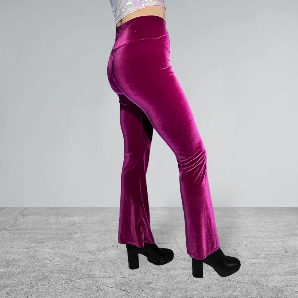 Copy of Crossover V-Waist Bootcut Flare Pants - Wine Velvet - Peridot Clothing