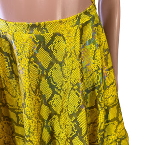 Halter Skater fit n flare X-String Dress in Yellow Snakeskin