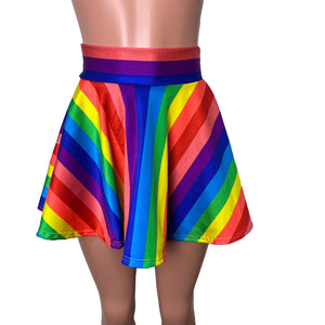 SALE - 1" Stripe Rainbow Skater Skirt - Peridot Clothing