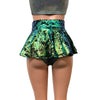10" Mini Rave Skirt - Green on Black Gilded Velvet Skater Skirt - Peridot Clothing
