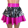 2-Layer Skater Skirt - Pink Holo W/ Black & White - Peridot Clothing
