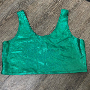 SALE - XL Crop Tank Top - Green Sparkle - Peridot Clothing