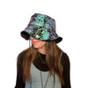 Floppy Bucket Hat *Green on Black Gilded Metallic Velvet* Festival Sun Hat, Summer Rave Hat - Peridot Clothing