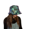 Floppy Bucket Hat *Green on Black Gilded Metallic Velvet* Festival Sun Hat, Summer Rave Hat - Peridot Clothing