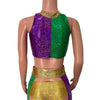 Mardi Gras Holographic High Neck Unisex Men/Women Cutout Top Shirt - Peridot Clothing