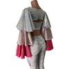 Ruffle Sleeve Bolero Top - Pink Shattered Glass Holographic Tiers - Peridot Clothing